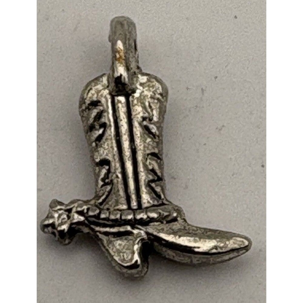 Vintage Cowboy Boot Charm with Spur – Western Silver Tone Pendant
